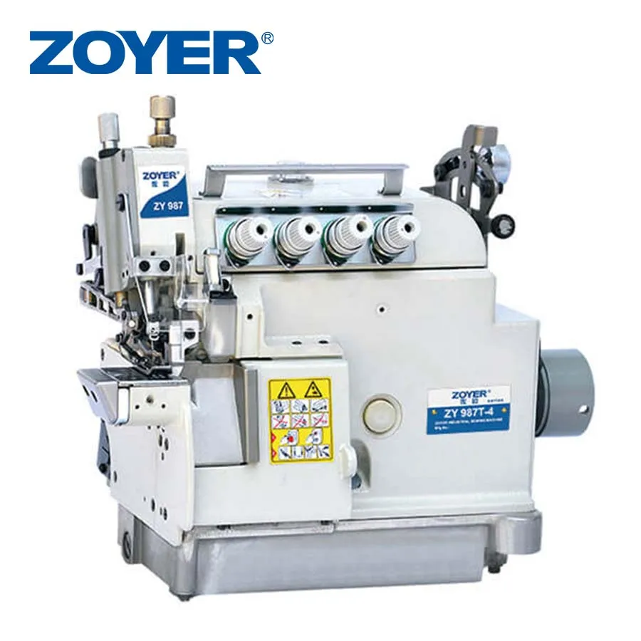 ZY987T-4 Zoyer 4-thread cylinder bed top and bottom feed overseam sewing machine for ruffling material and piping material