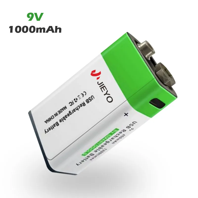 Real Capacity Li-ion Lithium 9 volt 650mAh 1000mAh Lithium 9V USB Rechargeable Li ion Battery