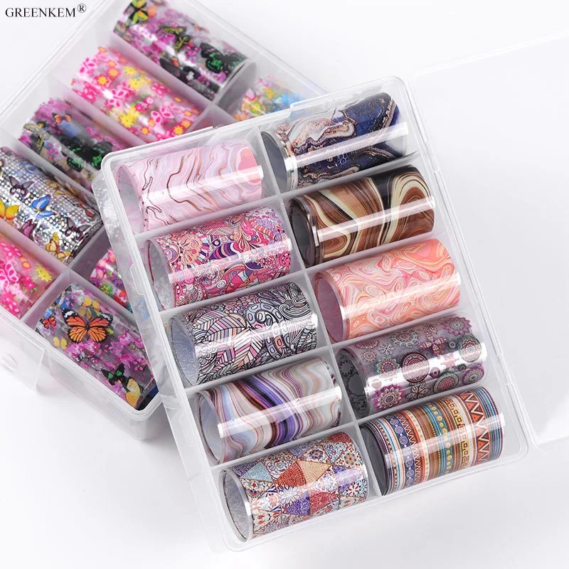 Designer 4*100cm Nail Foil Over 500 Designs Beautiful Nail Foil Galaxy Design Animal Pattern Lace Style Nail Transfer Foil