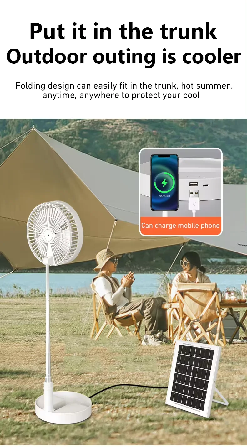 Household Car Garage Use Mechanical Plastic Adjustable Outdoor Portable Solar Panel Fans