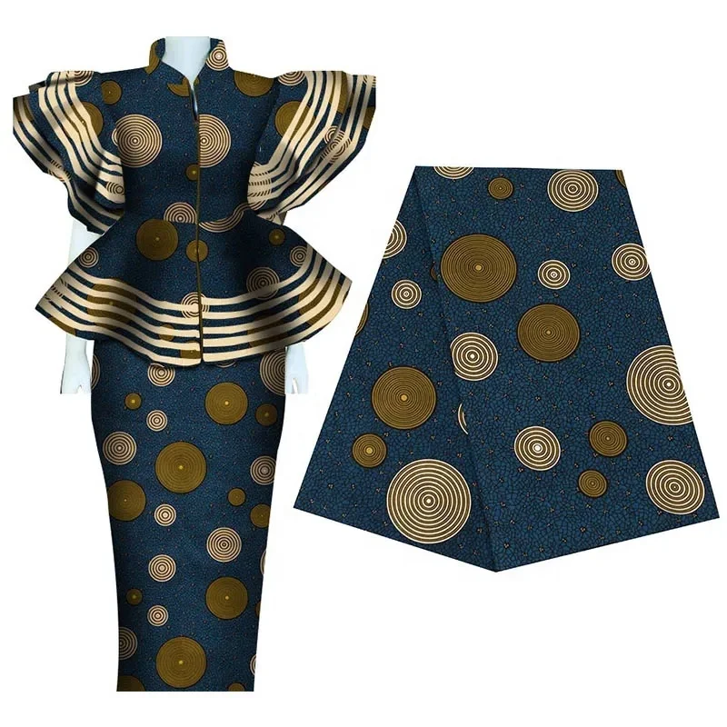 100% Polyester Africa Ankara Print Batik Fabric Real Wax Patchwork Sewing african batik Woman Dress