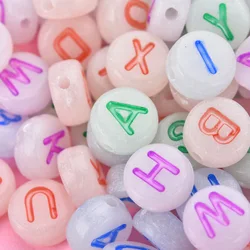 Hesiod 100Pcs/Pack 4*7Mm Hot Selling Acrylic Luminous Colorful Letter Alphabet Beads Glow Dark Accessories