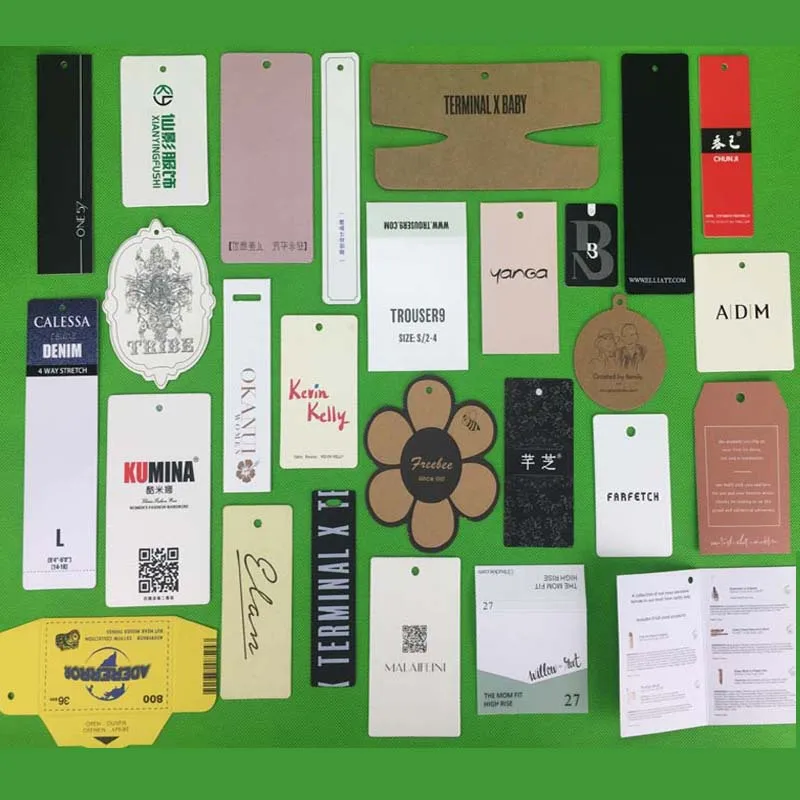 Custom Printed Own Logo Hangtags Label Paper Hangtag Tabs For Clothing