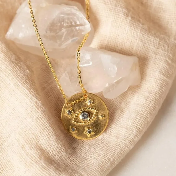 Vintage diamond star gold plated s925 sterling silver necklace moon and star diamond necklaces