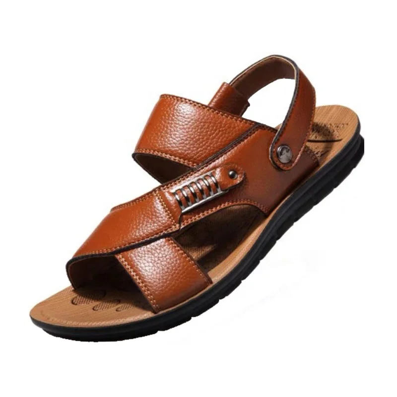 
dropshipping outdoor summer water casual sports leather sandals men slide slippers open toe beach casual sandals flat men shoes 