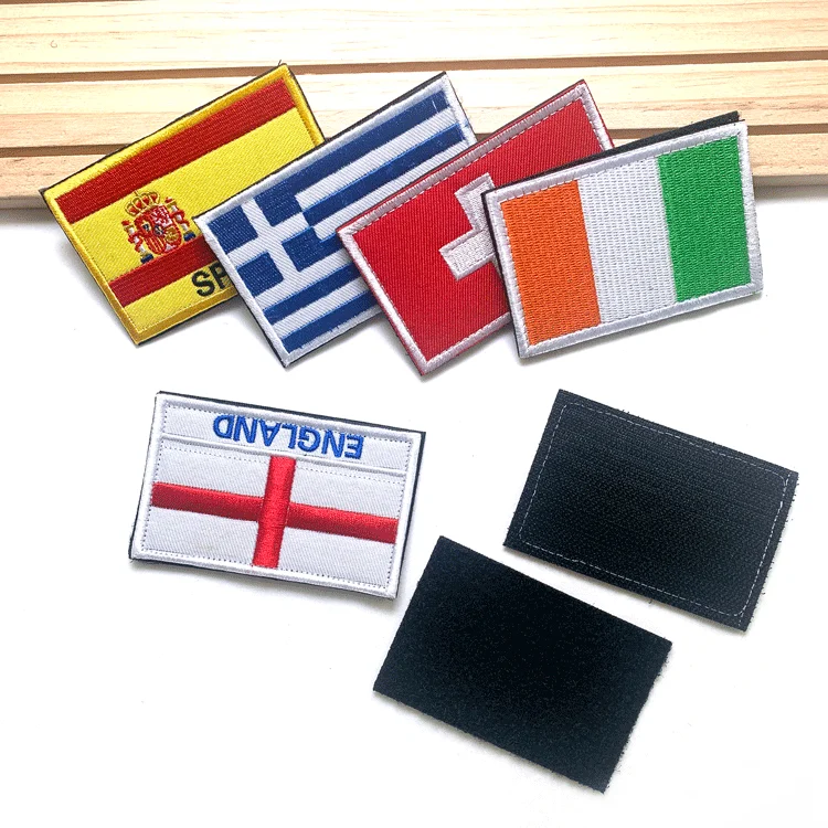 Vast Gifts Wholesale Full Embroidery Custom Bulk Cheap Flag Badge Merrow Edge Patches for Bags
