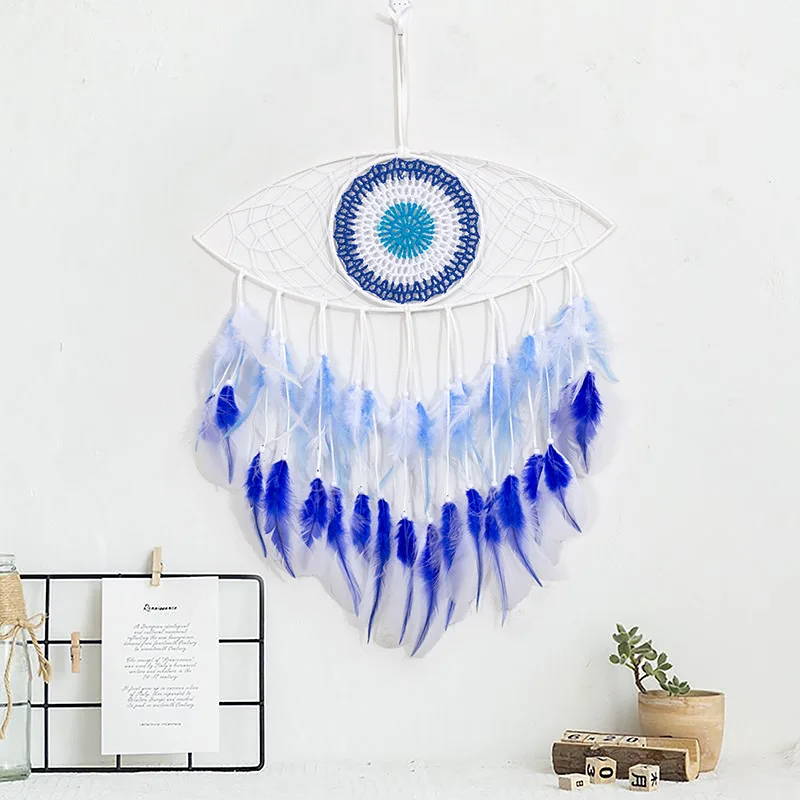 Boho Demon Eyes Home Decor Dream Catcher Wall Hanging Wall Decoration Macrame Feather Dream Catcher