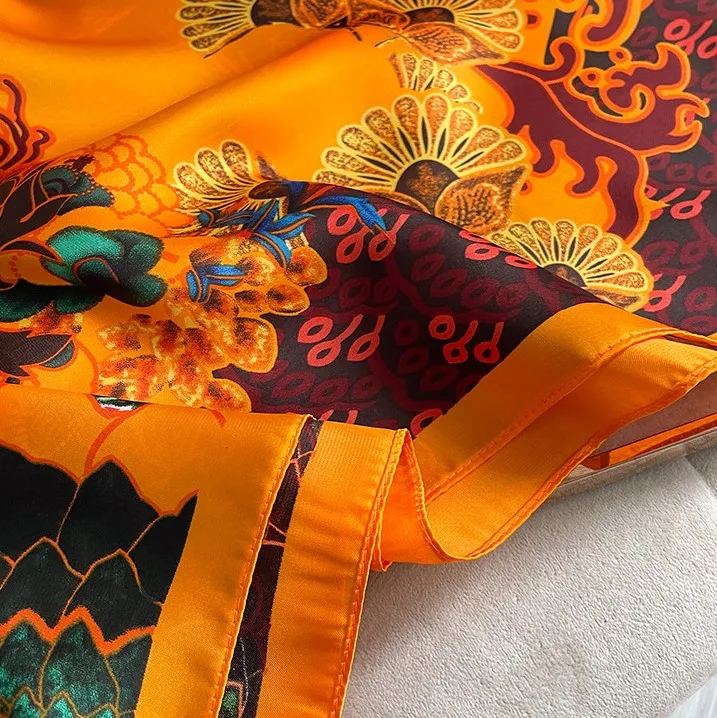 New Arrival Fashion Islamic Muslim Black Golden Silk Printed Head Wraps Shawls Luxury Long Heavy Silk Hijab Arabic Scarves