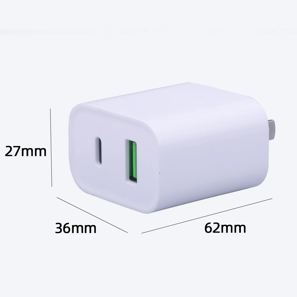 2 Port Fast Charging Mutil Port QC3.0 USB-C Quick Charger PD20W Charger for PC Call Phone with CE certificated