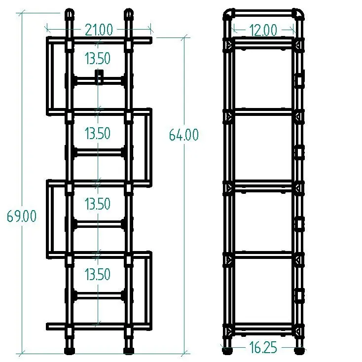 Industrial Style Iron Pipe Frame Corner Shelf Storage Rack Cube