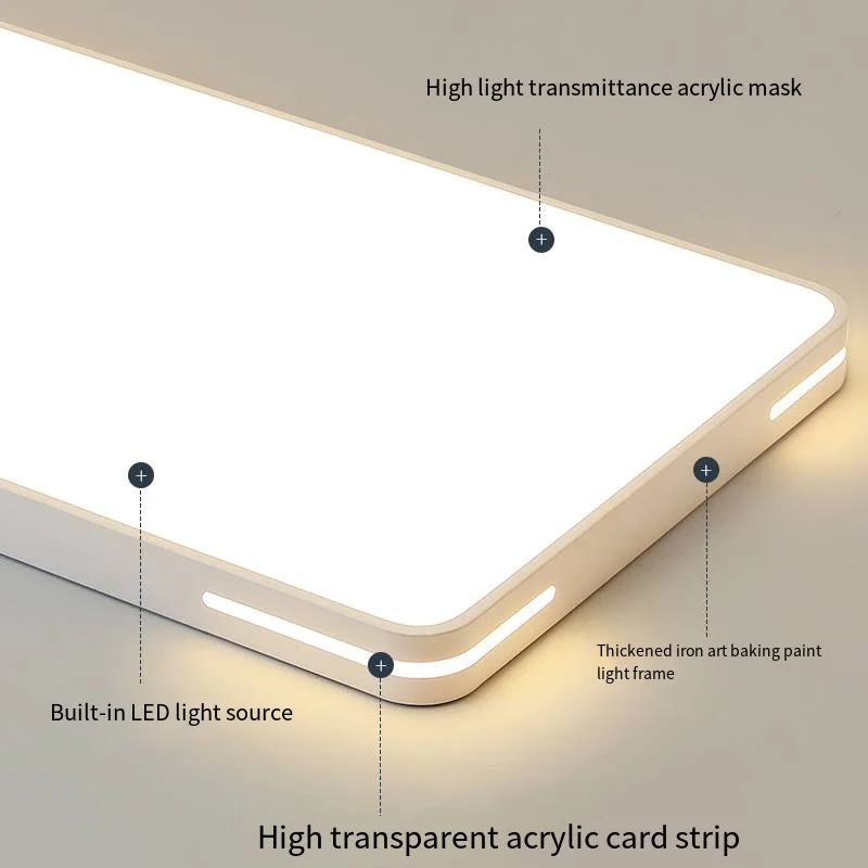 Living Room Lamp Modern Simple and Atmospheric Ultra-thin LED Ceiling Lamp Rectangular Household Hall Lighting Fixture