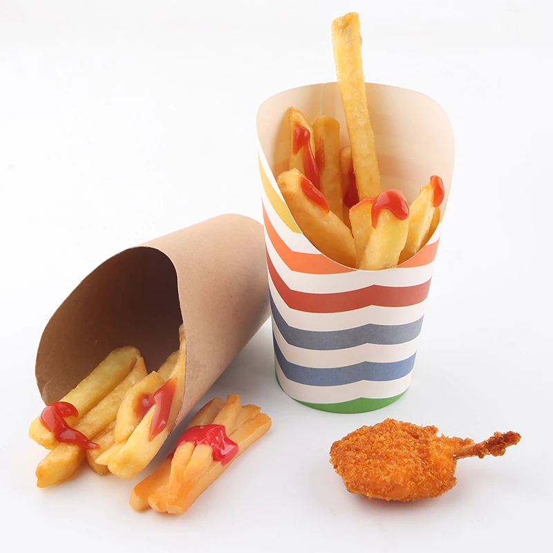 Custom Logo 12oz 14oz 16oz french fry cup Disposable Paper French Fry Cups Charcuterie Cup paper with 200 pcs picks