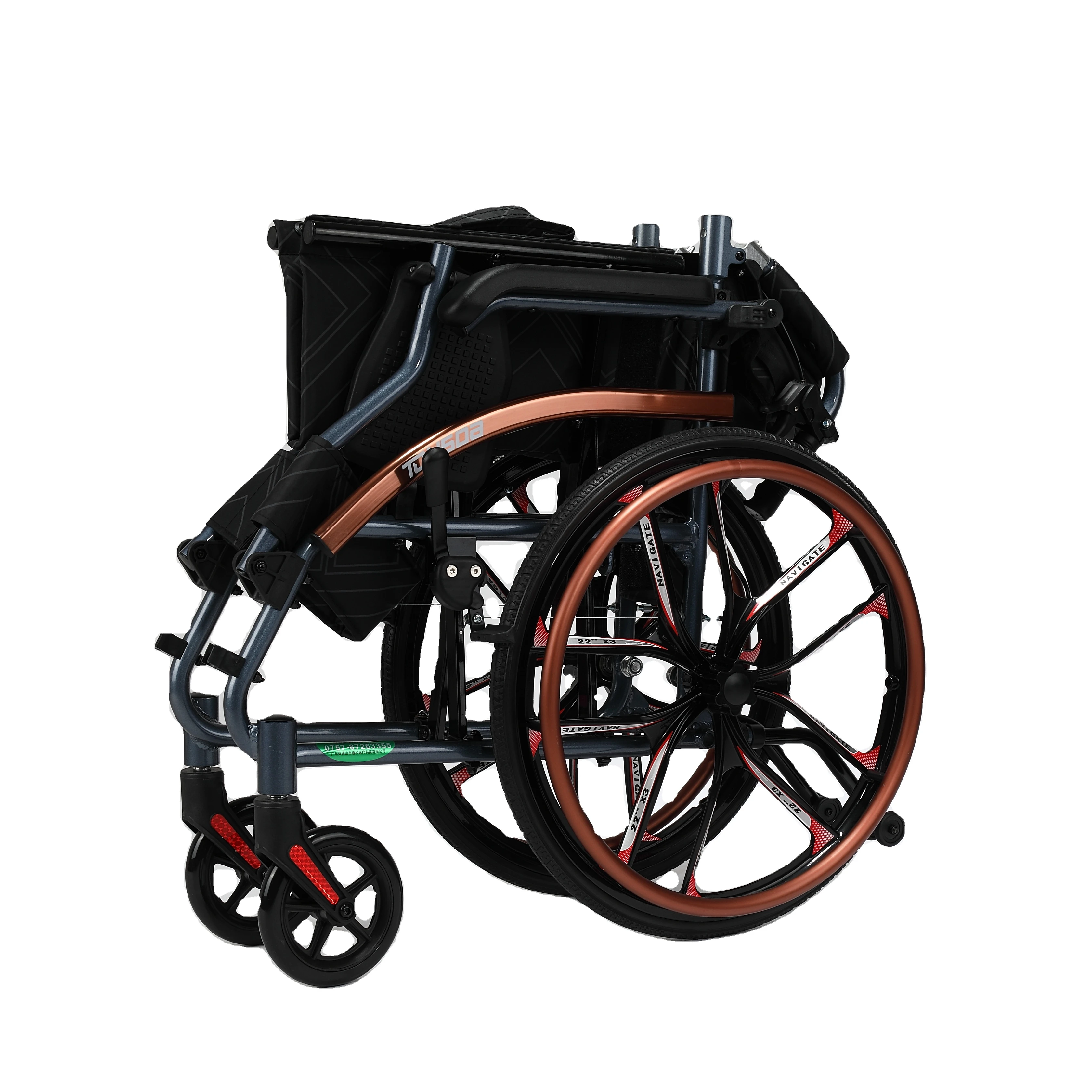 Magnesium alloy chrome-plated steel frame lightweight advanced manual aluminum wheelchair with armrests