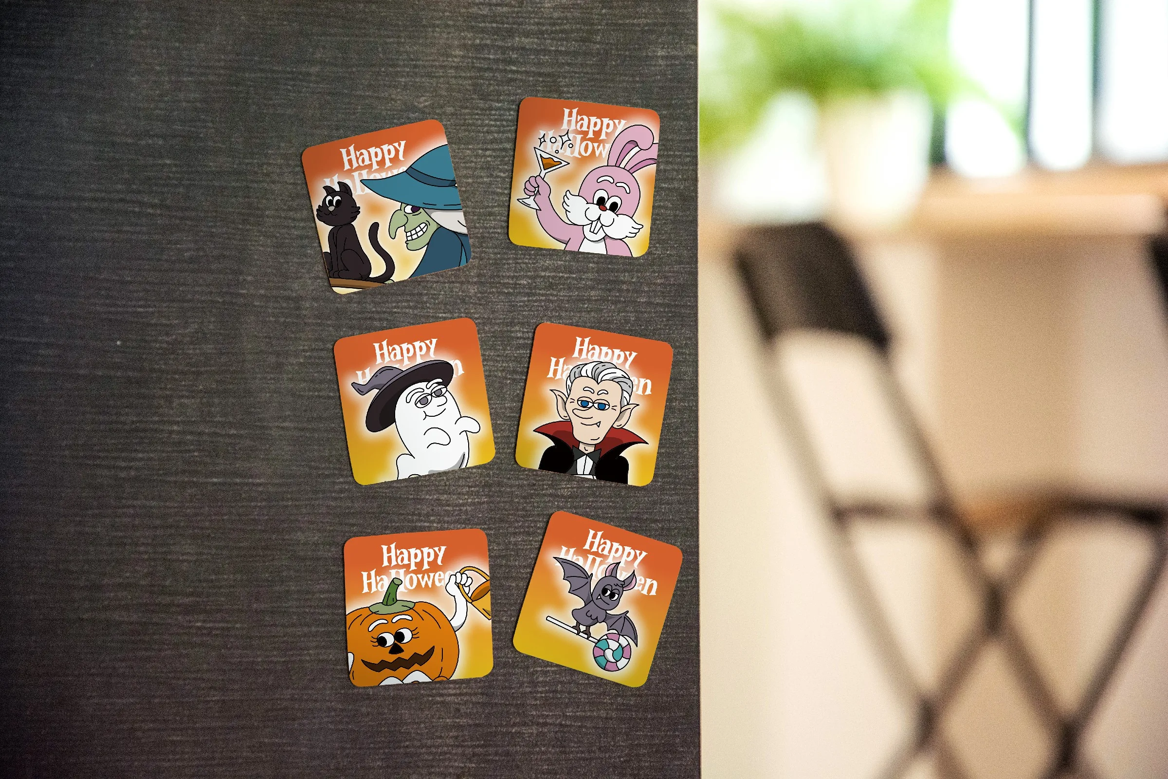 Good End Price Custom Printed Sublimation Blanks 5X5 Square Fridge Magnet- Halloween