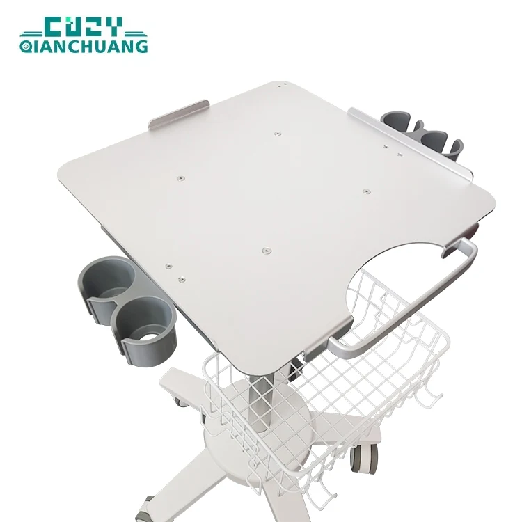 Modern Style Aluminum Tray 360 Rotating Noiseless Caster Small Monitoring Ecg Breath Medical Trolley