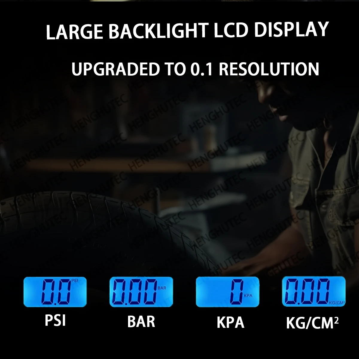 LCD Display Digital Tire Inflator - Dial Air Pressure Gauge for Accurate Tyre Inflation