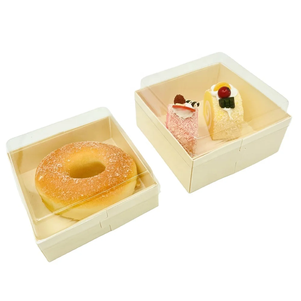 Disposable mini cup dessert pastry packaging box square transparent cake box