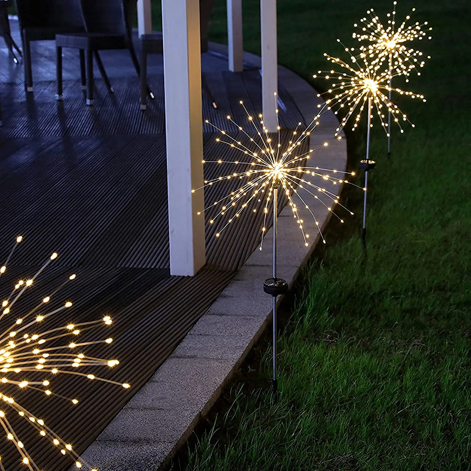 8 Modes Dimmable Remote Control Waterproof Hanging Copper Wire Lights for Patio Parties Christmas Led Firework Lights solar fire