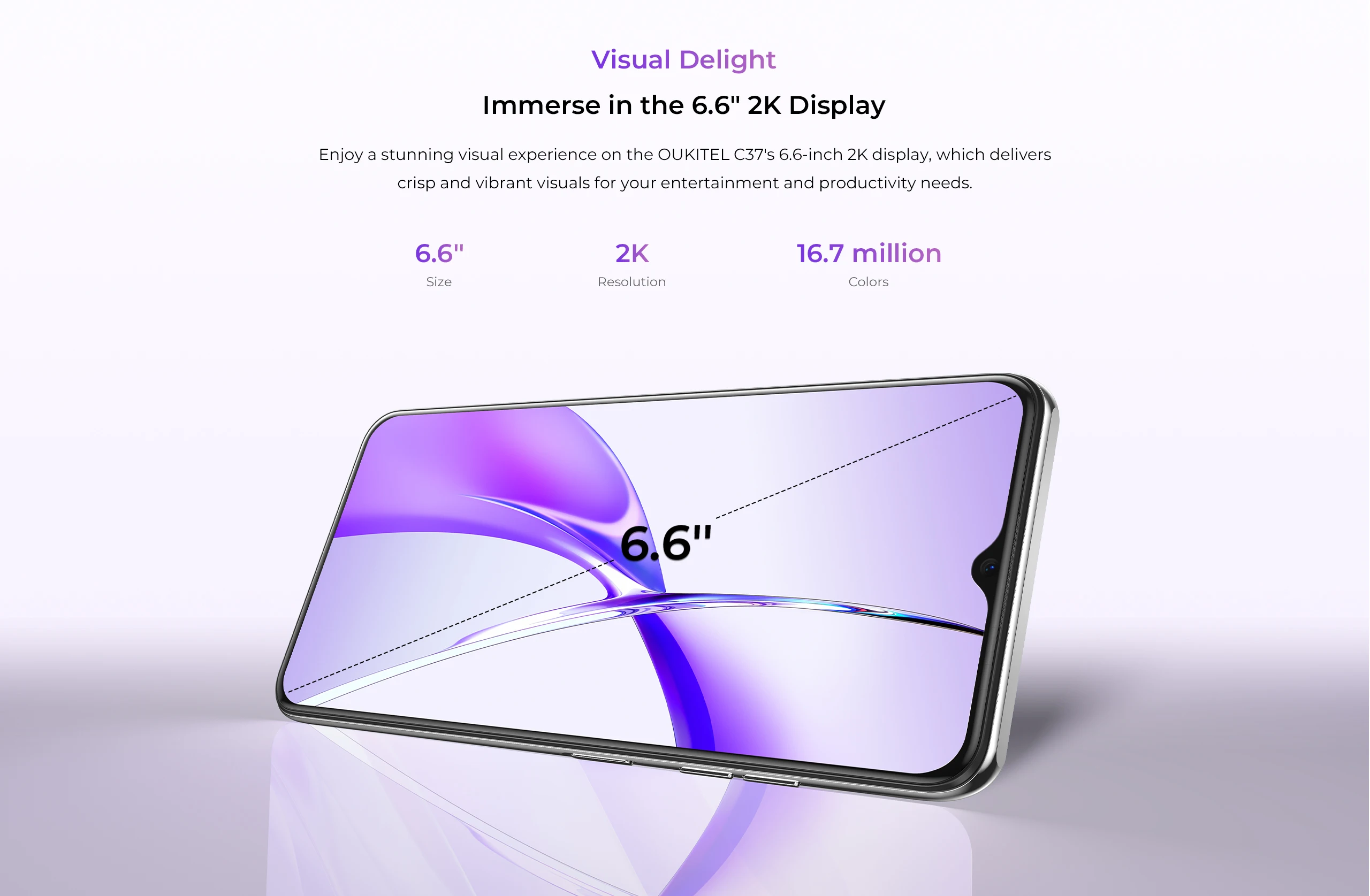 Original New Oukitel C37 Fashion Phone Dual SIM Card 6.6-inch Face Unlocking 5150mAh 6GB+256GB Android 13 Phone Mobile