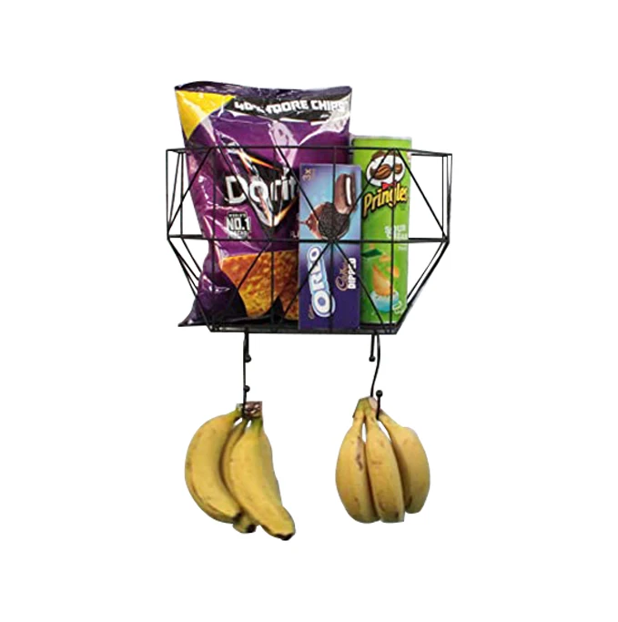 High Quality Wall Mount Metal Wire Basket Hanging Fruit Storage Baskets for Kitchen Organization