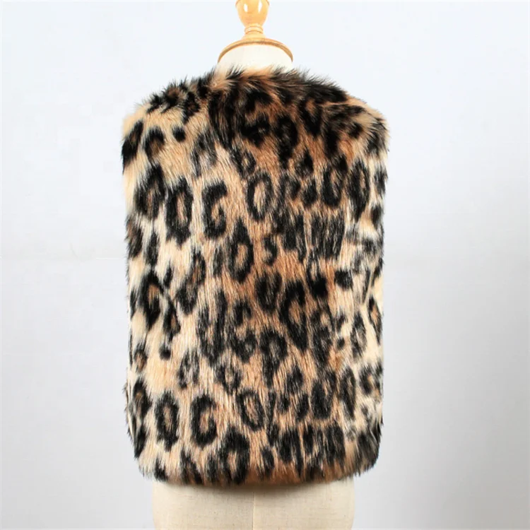 
Wholesale Customized Winter Faux Fur Kids Leopard Vest 