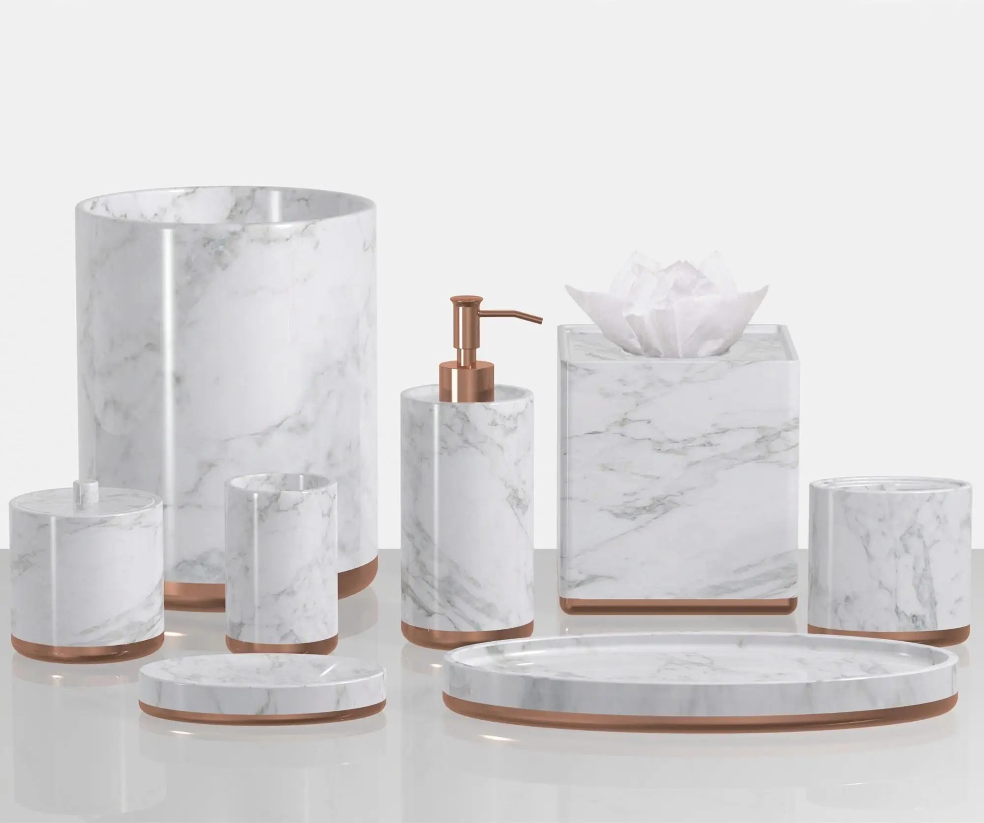 Marble Effects fashion Resin Bathroom Accessories Set for Home Hotel