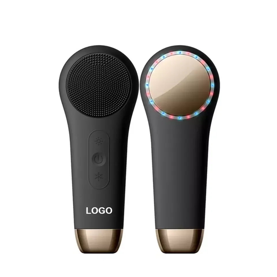 Home Use Hot and Cold Electric Silicone Facial Cleansing Face Brush LED Photon Therapy Pore Cleaner Brush Facial Cleanser Brush