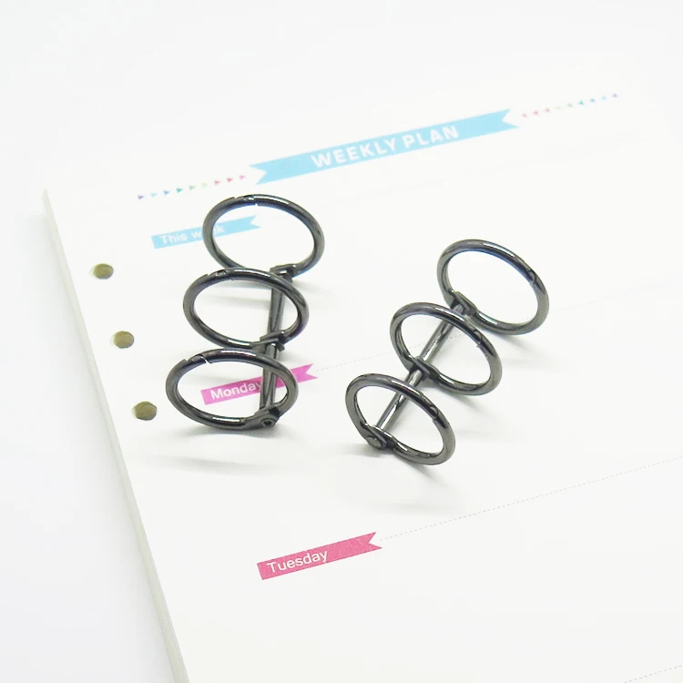 YIWANG Hot Sell Black Nickel Stationery Calendar Binding Ring With Three Holes