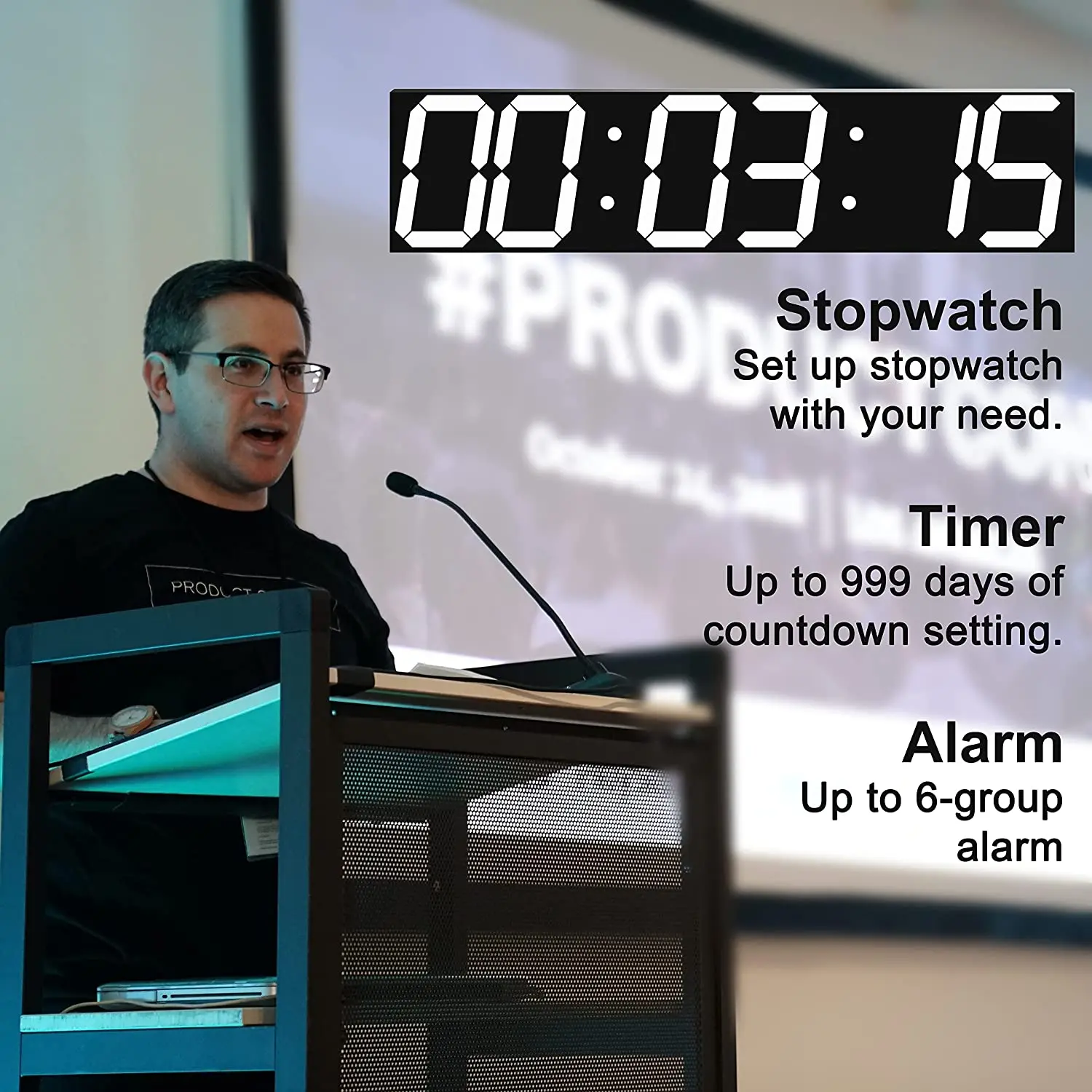 Fullwill Huge 27 Inch Large Big Oversized Digital LED Clock with Stopwatch Alarms Countdown Timer and Temperature