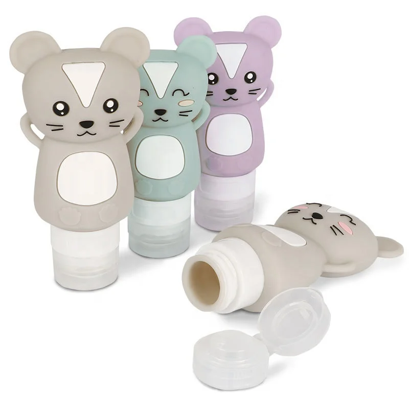 Amazon Hot Sales  Animal Mouse Shape Refillable Smart Lotion Travel Bottle Silicone Squeeze Tubes