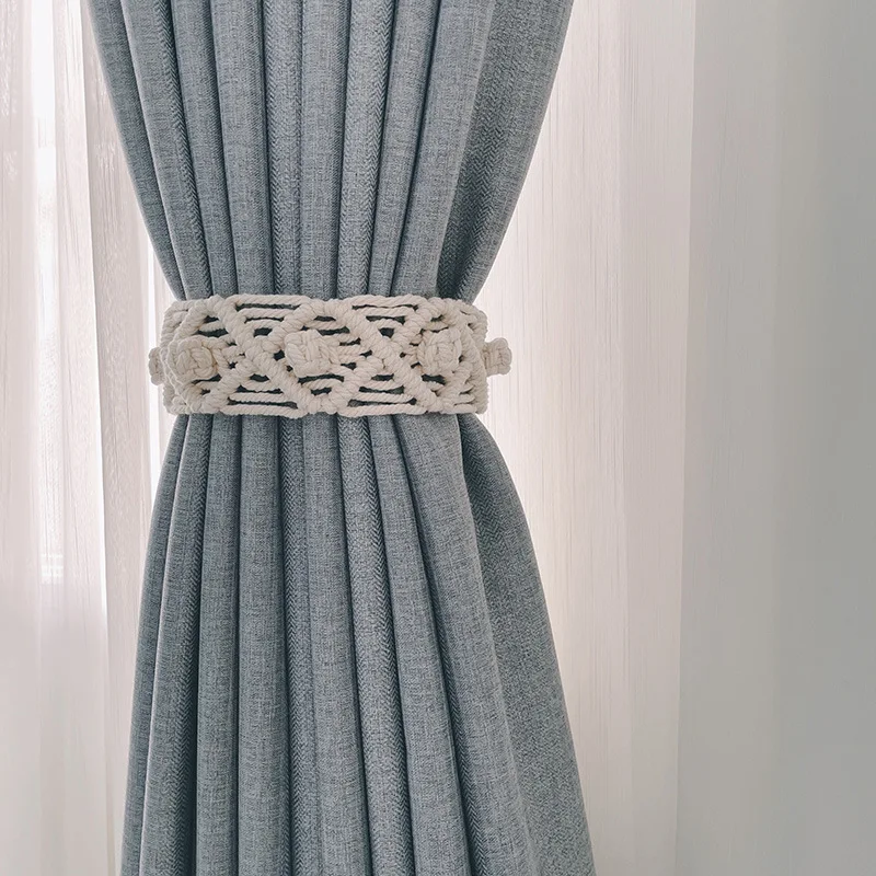 Macrame Curtain Tie backs Handmade Leaf Hand-Woven Boho Tassel  Window Straps Accessories For Living Room Decor