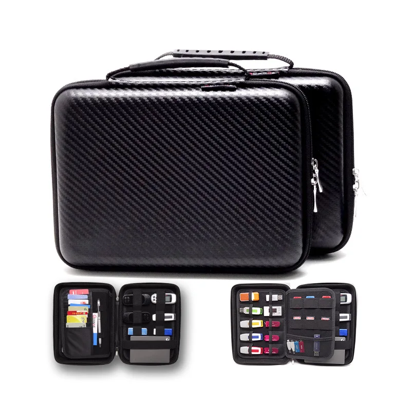 HOT SALE Portable Eva Case Carbon Waterproof Shockproof Protective Fibre Bag for U Disk Bank U Shield Bag Certificate Card
