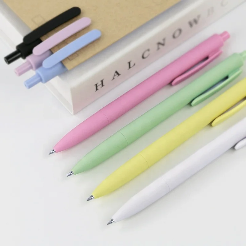2025 New Style 0.5MM Black Ink Morandi Gel Pen Soft Touch Business Gift Retractable Macaron Color Gel Pens With Custom LOGO