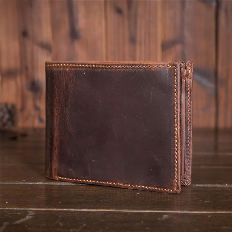 Genuine Leather Trifold Men Wallet Multi Card Slots With Zipper Coins Purse 2 Layers Cash Pocket Real Leather Wallet