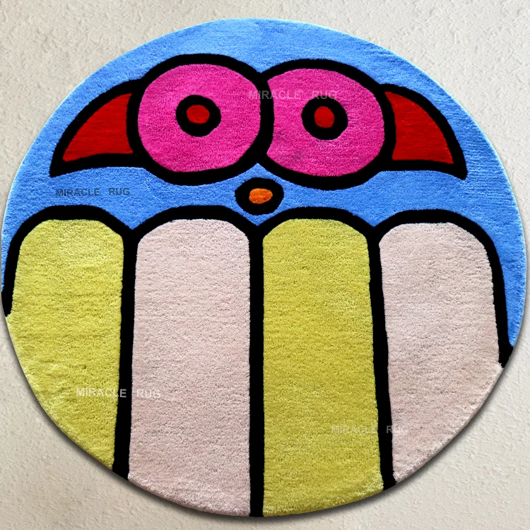 Пользовательский 3D Круглый ковер круглой формы с логотипом ручной работы брендовый коврик для двери пользовательский высечкой