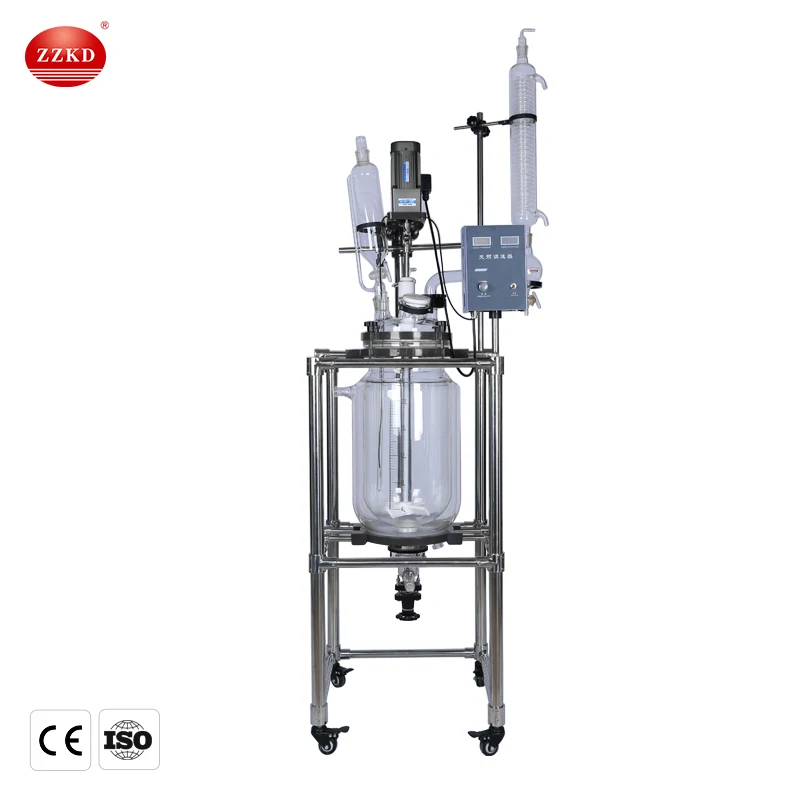 20L GG17 стекло куртка реактор покрытый кожухом охлаждения