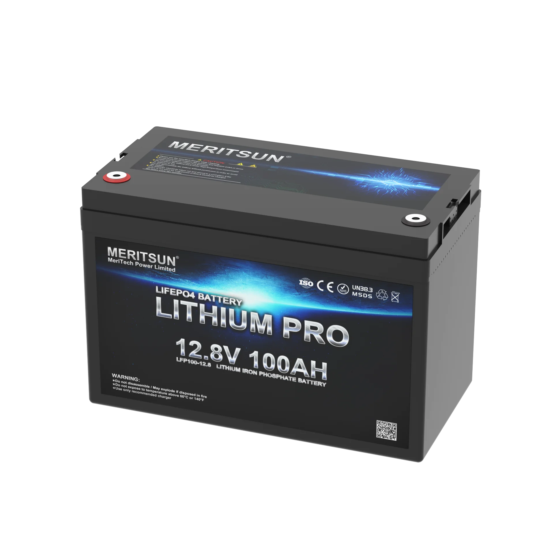 MeritSun LCD Show SOC Voltage Ion Phosphate Pack Lifepo4 Lithium Battery 12v 100ah