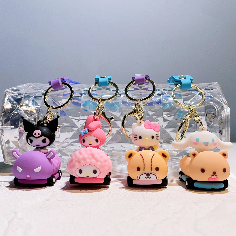 Kawaii 3d Soft Drive Cartoon PVC Bag Key Tag Car KeyChain Small Gift Rubber Backpack Toy Pendant Silicone Kulomi Melody Keychain