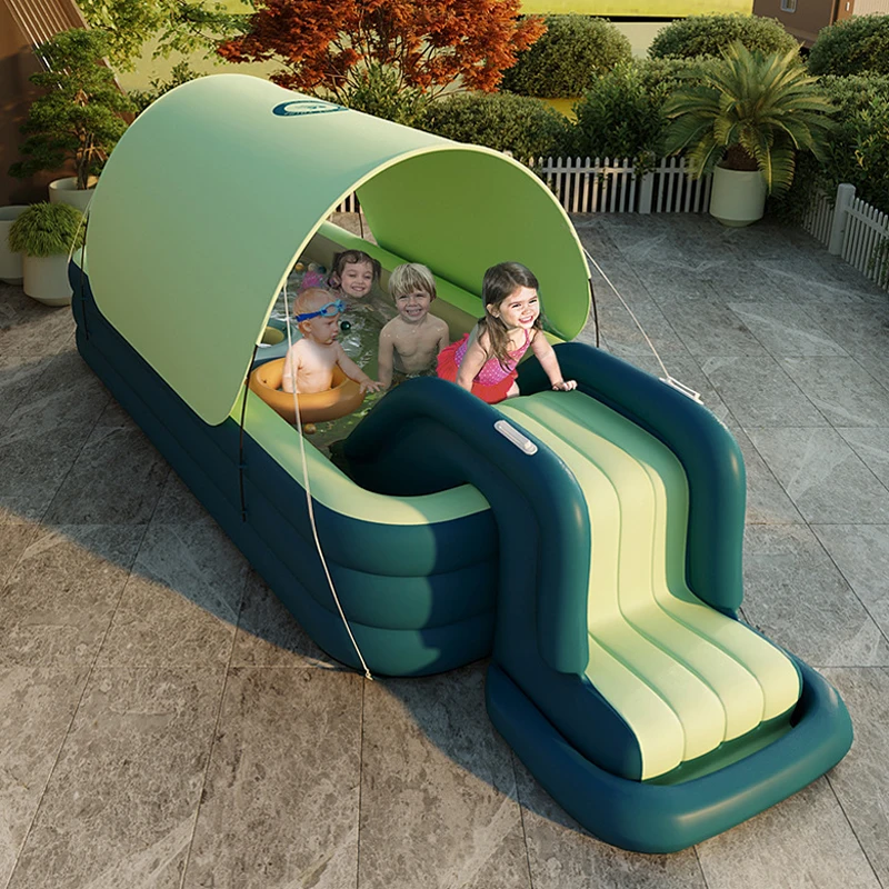 Беспроводной Автоматический надувной бассейн с солнцезащитным козырьком, надувная водная горка для летнего времяпрепровождения