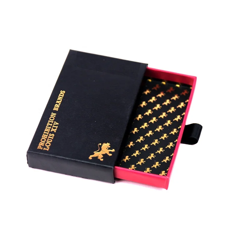 Eco Friendly Custom Logo Cardboard Jewelry Ribbon Sliding Drawer Gift Cosmetics Packaging Paper Box