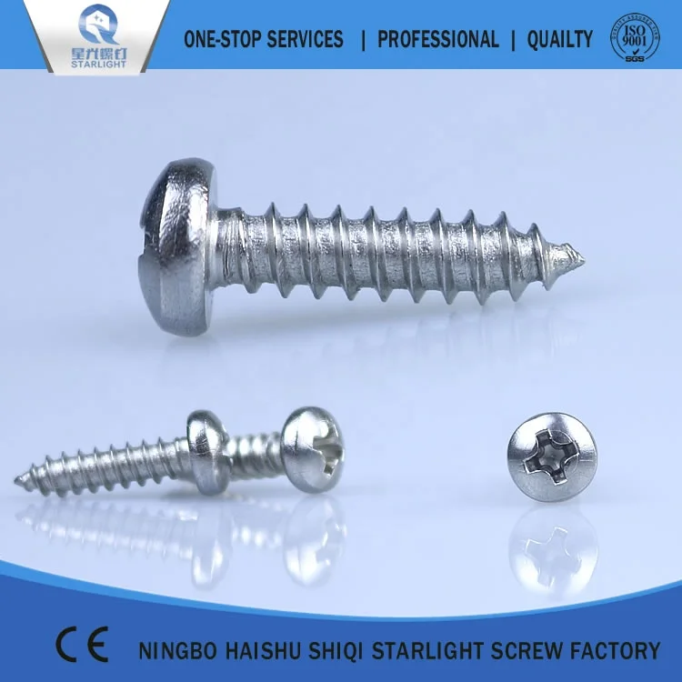 DIN 7981 Cross recessed pan head self drilling tapping screw and nut customize (304 Stainless steel)