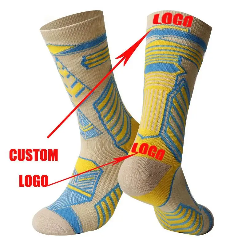 Fashion Style Basketball Socks Custom Logo Thick Terry Cushioned Crew Cotton Socks