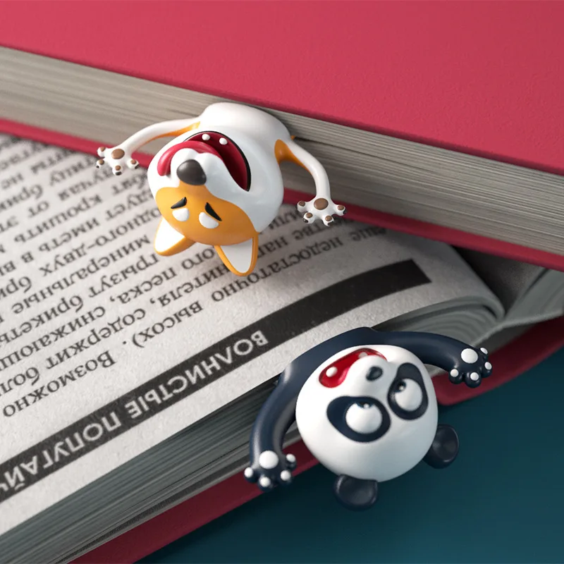 Оптовая продажа забавные креативные 3d-закладки для книг в виде панды Шиба-ину Мультяшные животные закладки осьминога школьные принадлежности маркеры из ПВХ