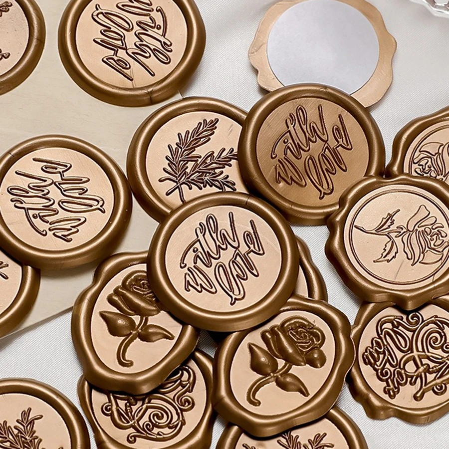 Customized 100pc Logo Wax Seal Sticker Envelope Sealing for Wedding Invitations & Wine Featuring Unique Wine Wax Particles