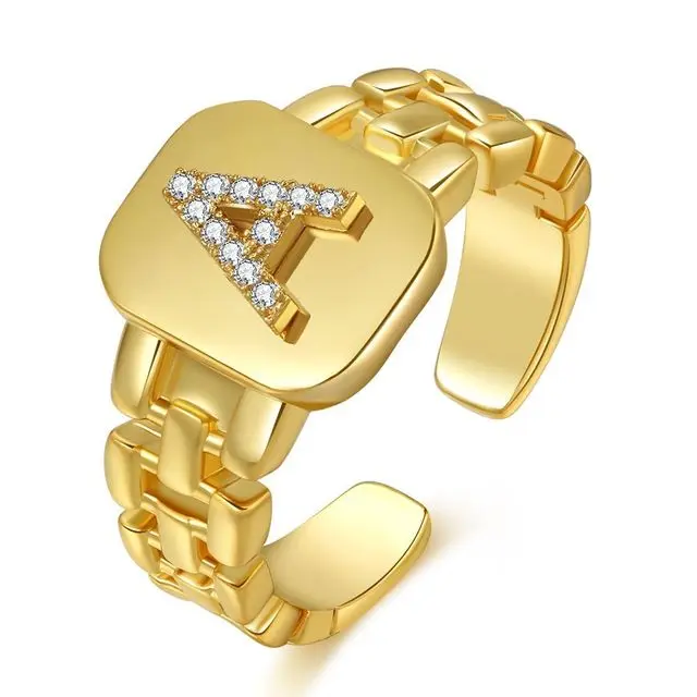 
Letter A to Z strap design shine zircon hot sale engagement vintage luxury best friends rings 