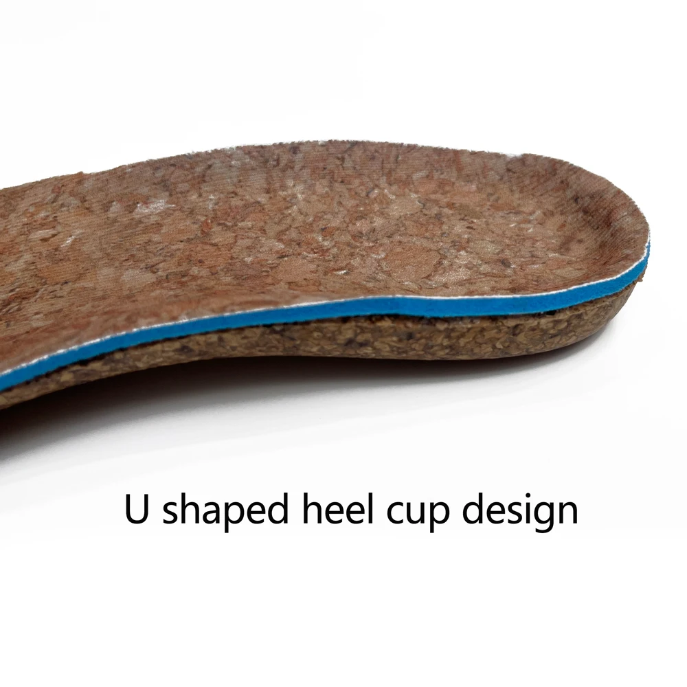 customized new hot selling cork orthotic insole ergonomic arch support pure natural cork insoles