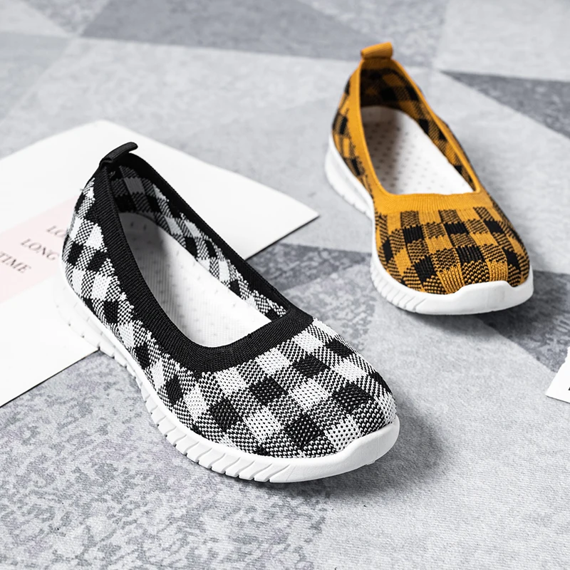 Women Knitted Running Shoes New Design Sports Cheap Breathable Casual Shoes