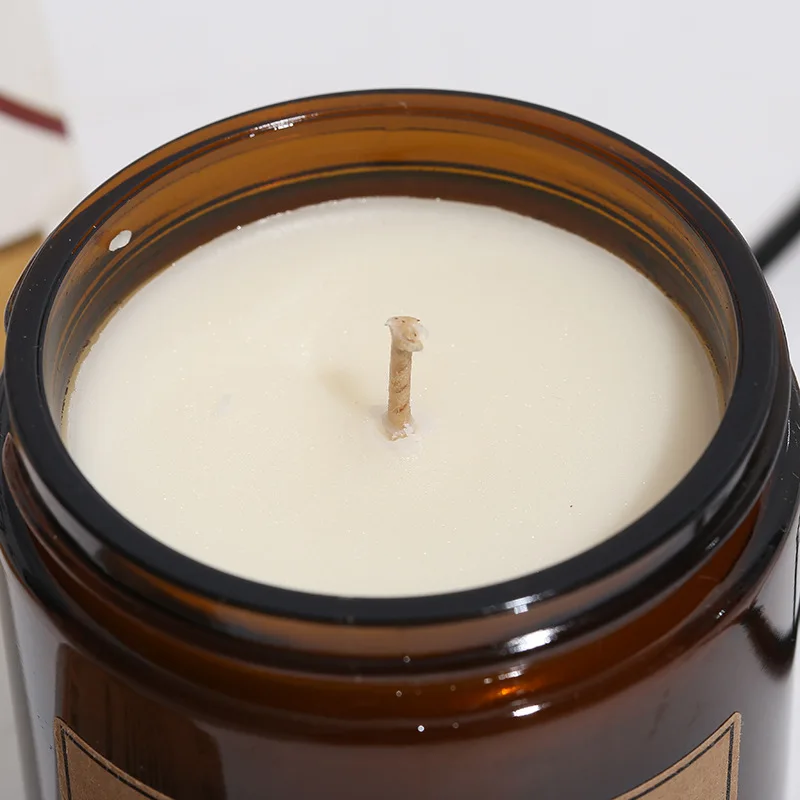 7 Days Eco Friendly Soy Wax Massage Oil Brown Glass Jar Scented Candle with Lid Souvenir Wholesale