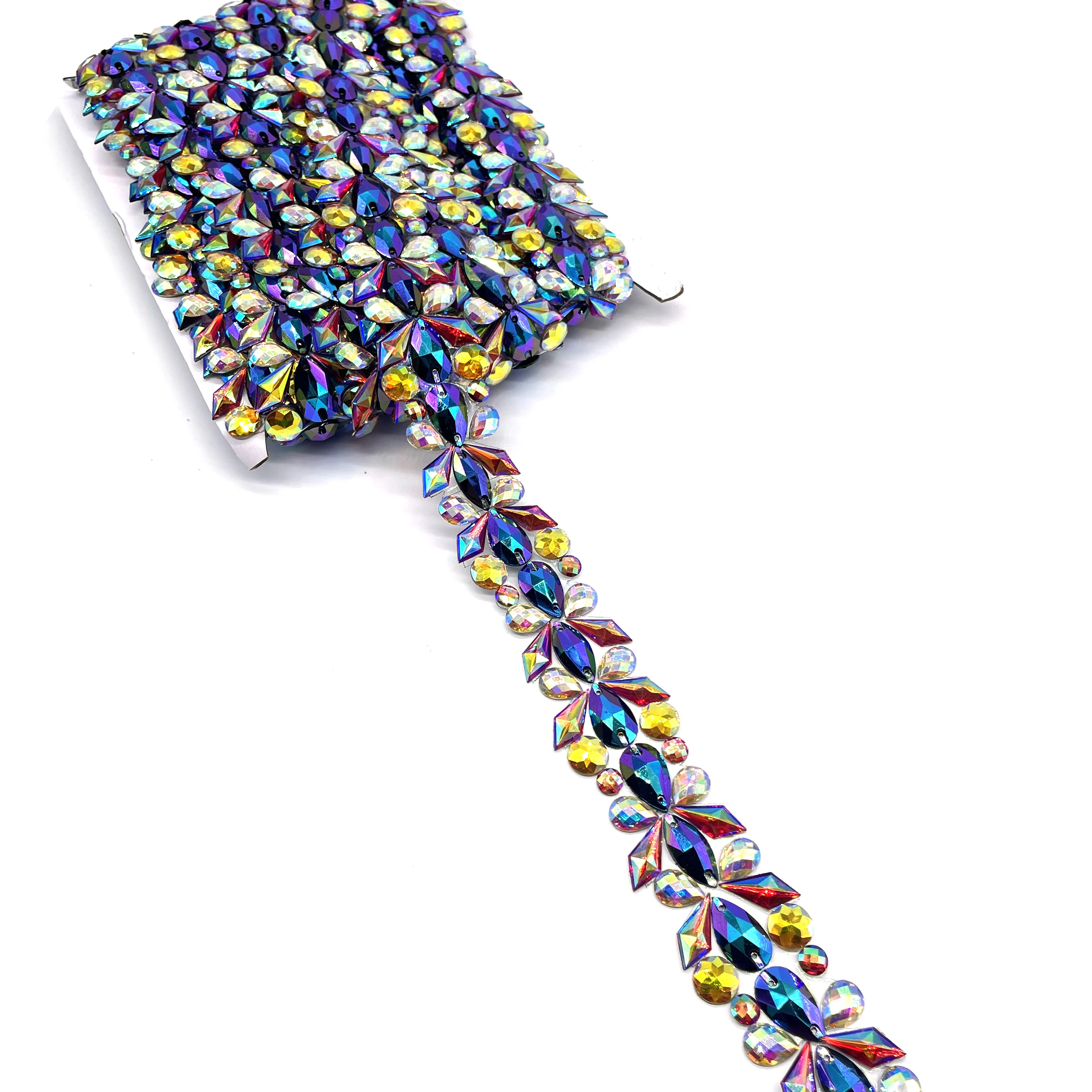 2024 UK London Miami Samba Carnival Customized Hot Fix Rhinestone Trim Applique Gem Trim for Shoes Bags Garments