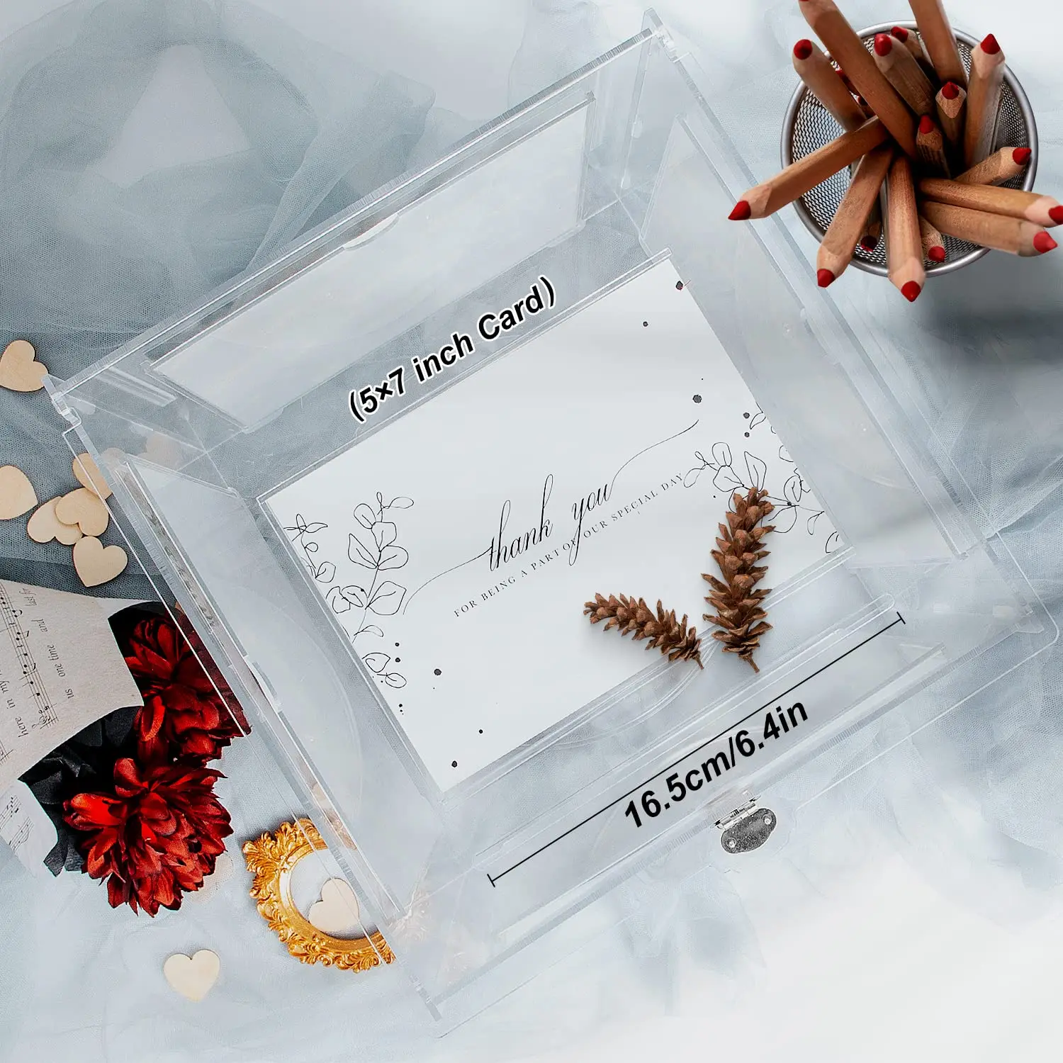 Acrylic Wedding Card Box with Sign, Clear Acrylic Wishing Well Wedding Card Box With Slot Wedding Reception Anniversary